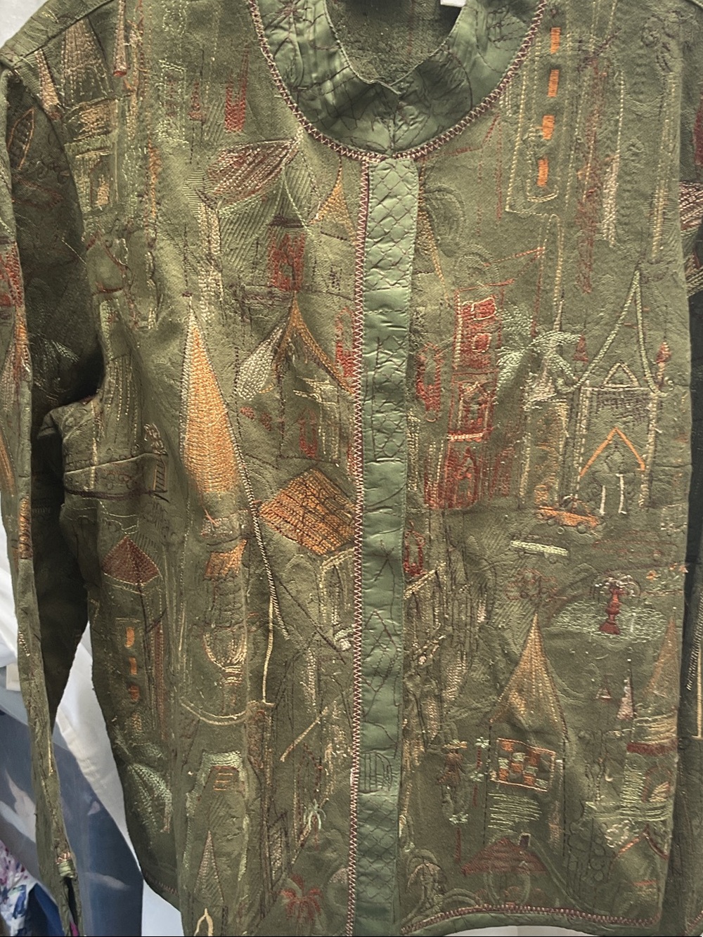 Chicos Women's Olive Green Embroidered Jacket